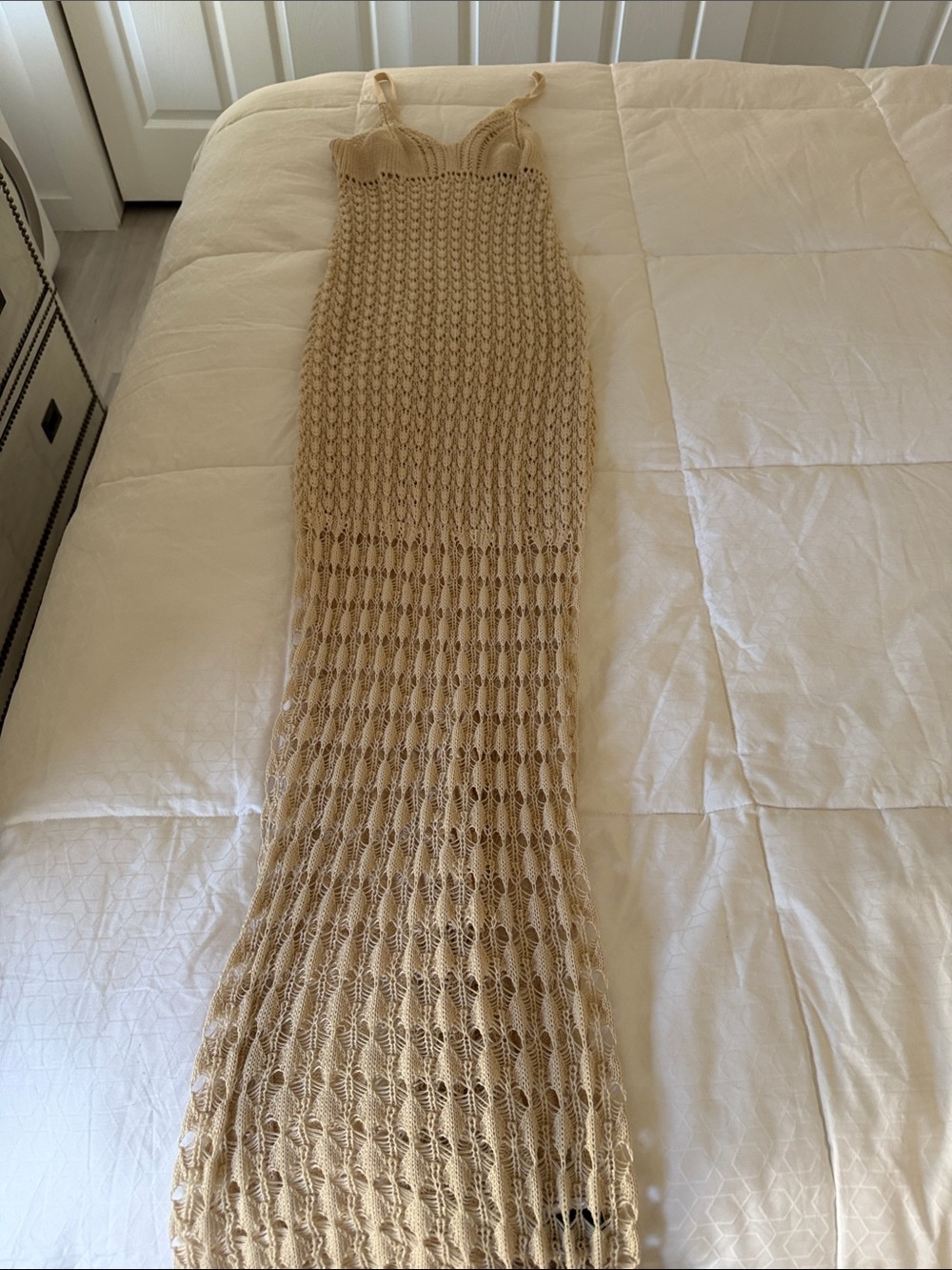 Beige Crochet Maxi Dress - Women Skirts